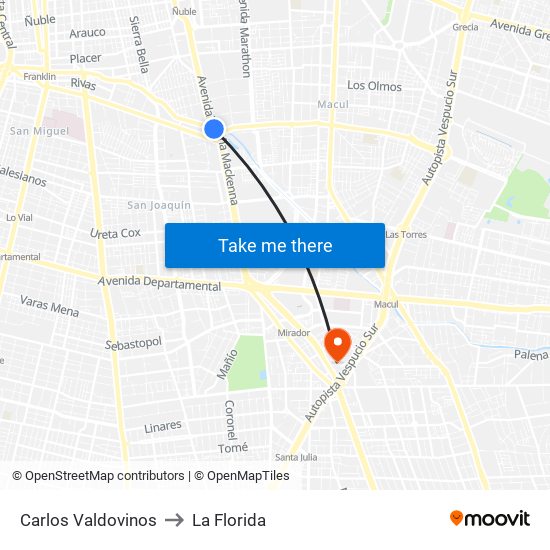 Carlos Valdovinos to La Florida map