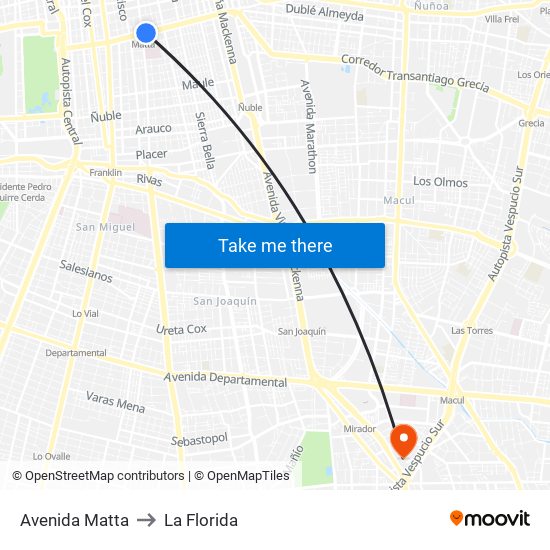 Avenida Matta to La Florida map