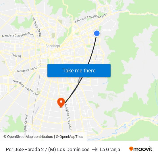 Pc1068-Parada 2 / (M) Los Dominicos to La Granja map