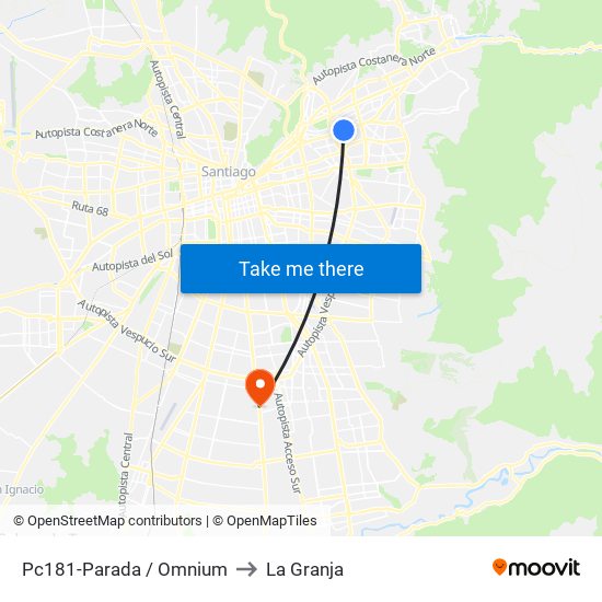 Pc181-Parada / Omnium to La Granja map