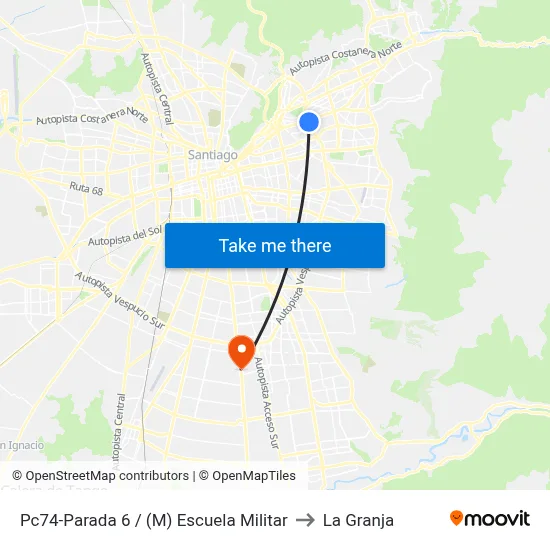 Pc74-Parada 6 / (M) Escuela Militar to La Granja map