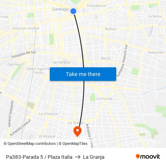 Pa383-Parada 5 / Plaza Italia to La Granja map