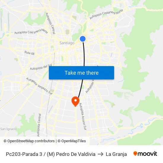 Pc203-Parada 3 / (M) Pedro De Valdivia to La Granja map