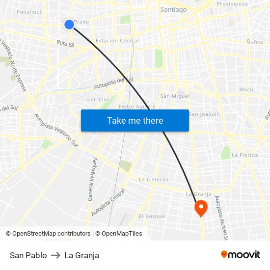 San Pablo to La Granja map