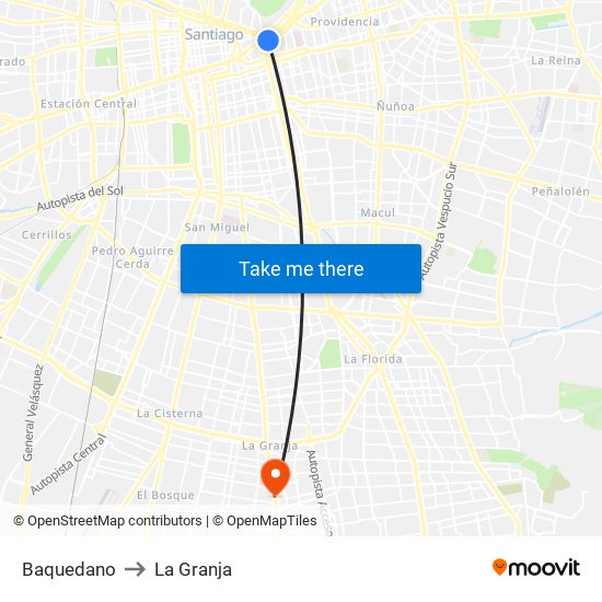 Baquedano to La Granja map