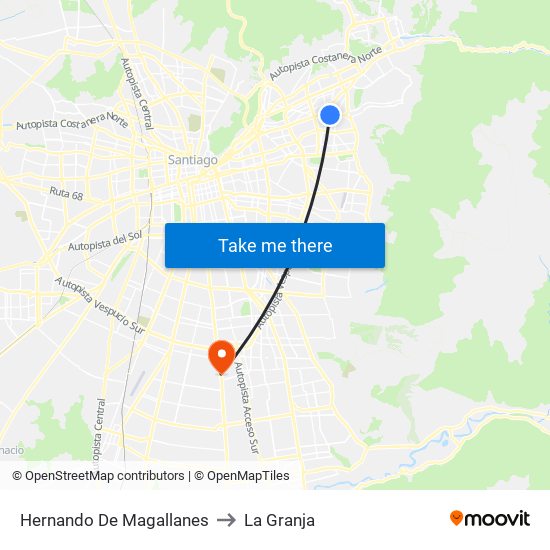 Hernando De Magallanes to La Granja map