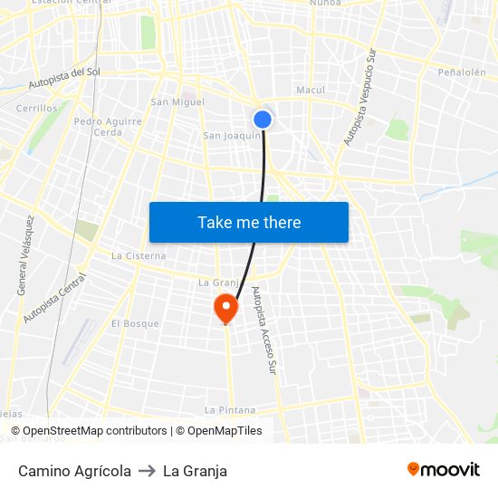 Camino Agrícola to La Granja map