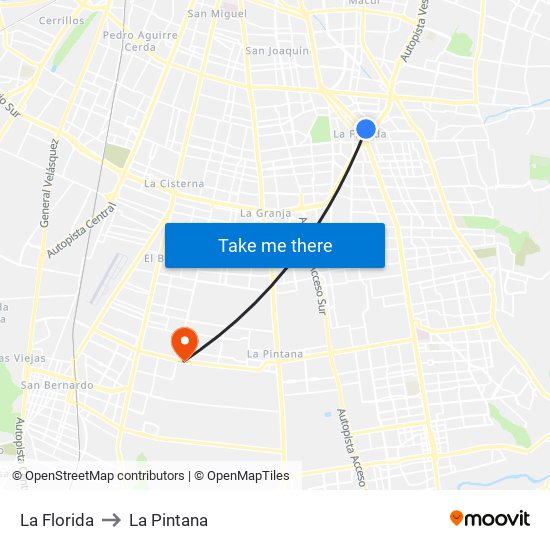 La Florida to La Pintana map