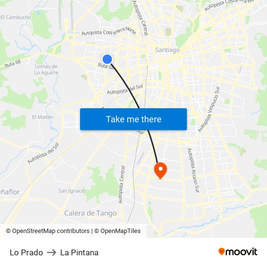 Lo Prado to La Pintana map