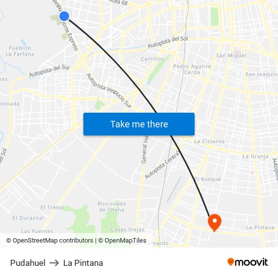 Pudahuel to La Pintana map