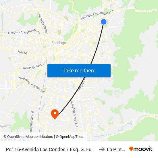 Pc116-Avenida Las Condes / Esq. G. Fuenzalida to La Pintana map