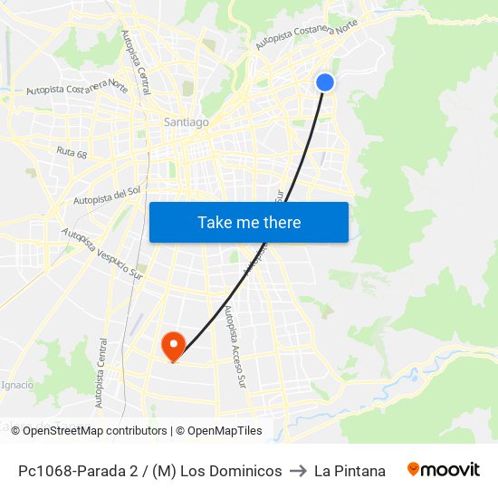 Pc1068-Parada 2 / (M) Los Dominicos to La Pintana map