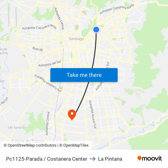 Pc1125-Parada / Costanera Center to La Pintana map