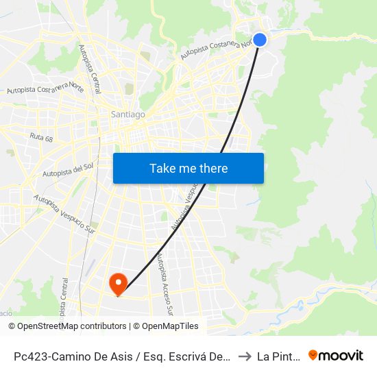 Pc423-Camino De Asis / Esq. Escrivá De Balaguer to La Pintana map