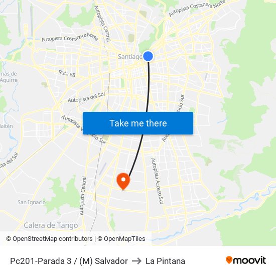 Pc201-Parada 3 / (M) Salvador to La Pintana map