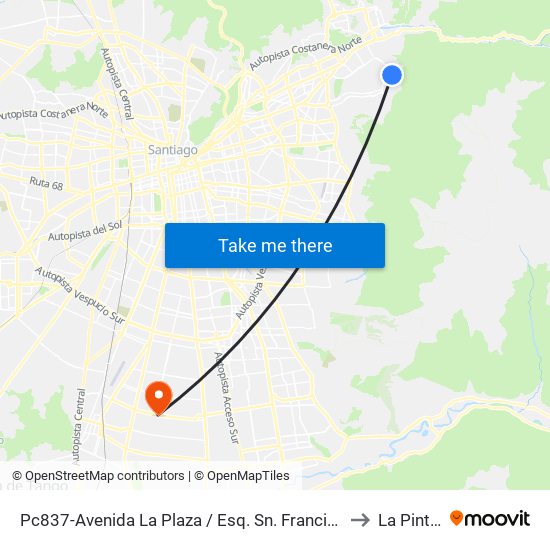 Pc837-Avenida La Plaza / Esq. Sn. Francisco De Asís to La Pintana map