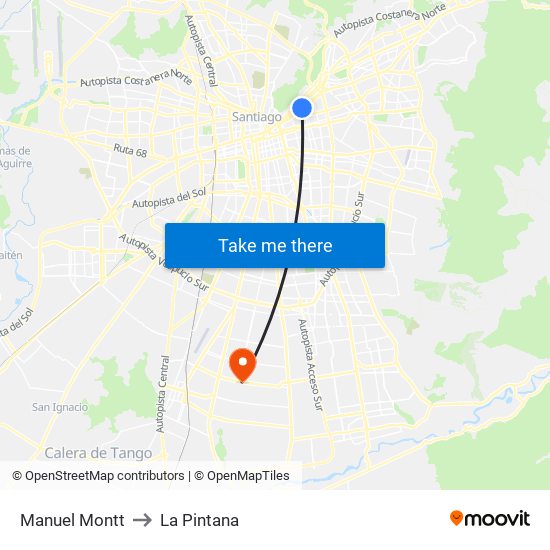 Manuel Montt to La Pintana map