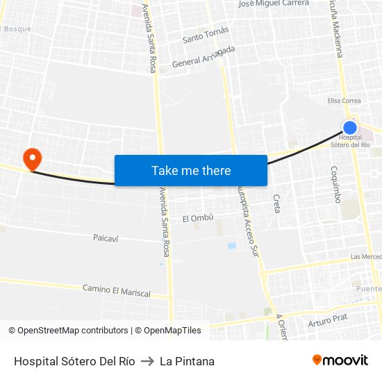 Hospital Sótero Del Río to La Pintana map