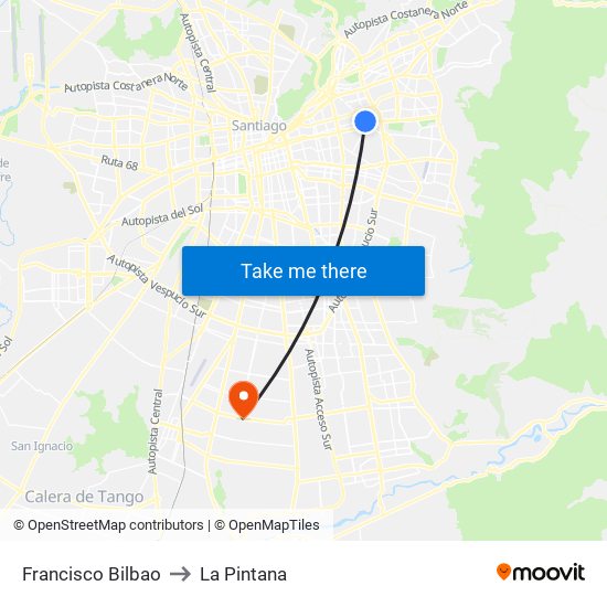 Francisco Bilbao to La Pintana map