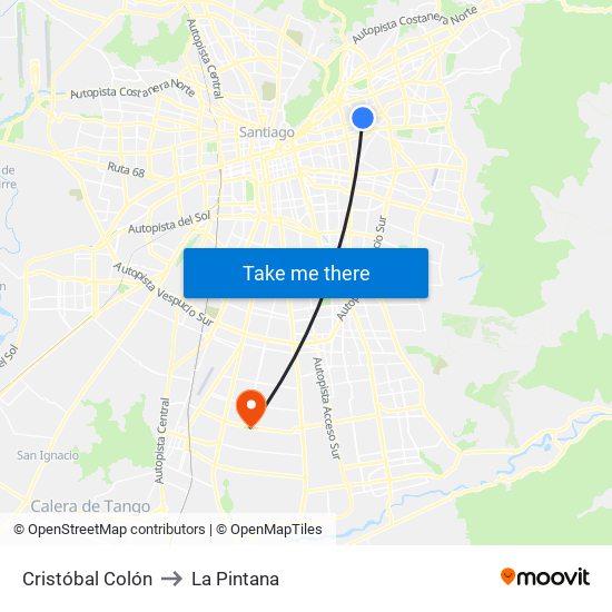 Cristóbal Colón to La Pintana map