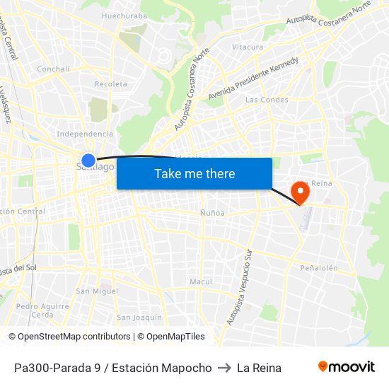Pa300-Parada 9 / Estación Mapocho to La Reina map