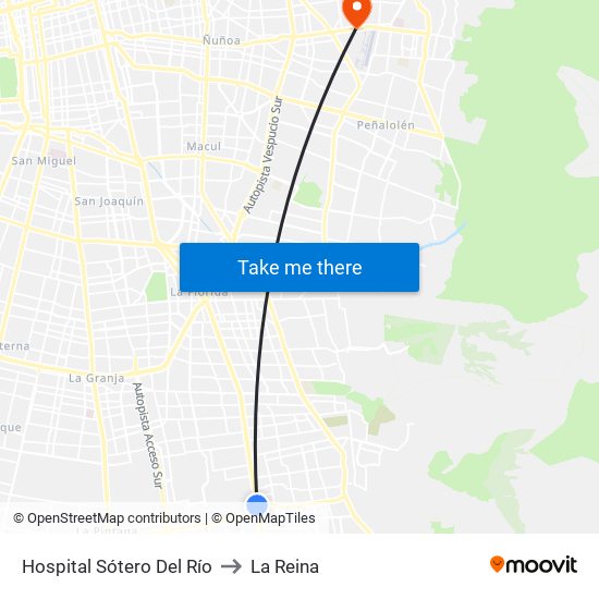 Hospital Sótero Del Río to La Reina map