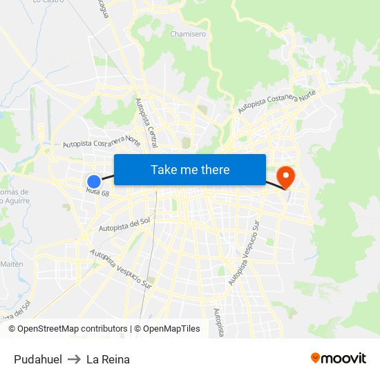 Pudahuel to La Reina map