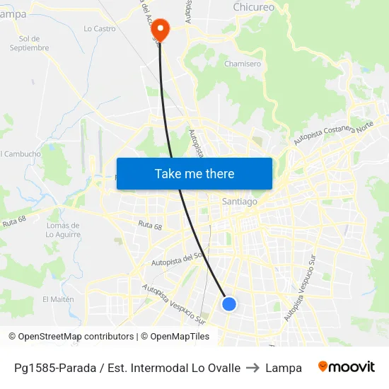 Pg1585-Parada / Est. Intermodal Lo Ovalle to Lampa map