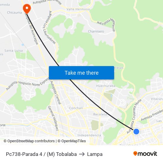 Pc738-Parada 4 / (M) Tobalaba to Lampa map