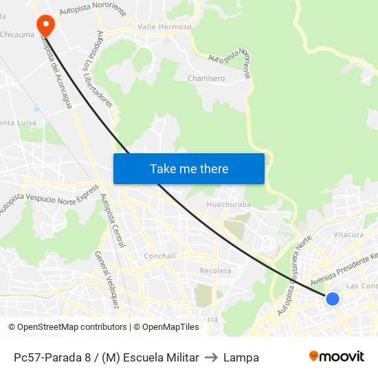 Pc57-Parada 8 / (M) Escuela Militar to Lampa map
