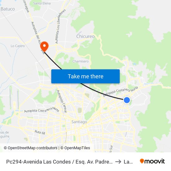 Pc294-Avenida Las Condes / Esq. Av. Padre H. Central to Lampa map