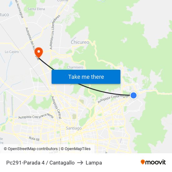 Pc291-Parada 4 / Cantagallo to Lampa map