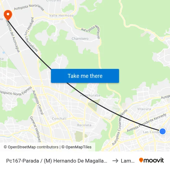 Pc167-Parada / (M) Hernando De Magallanes to Lampa map