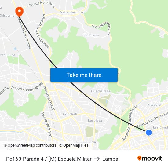 Pc160-Parada 4 / (M) Escuela Militar to Lampa map