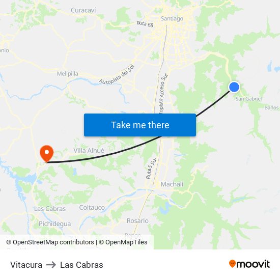 Vitacura to Las Cabras map
