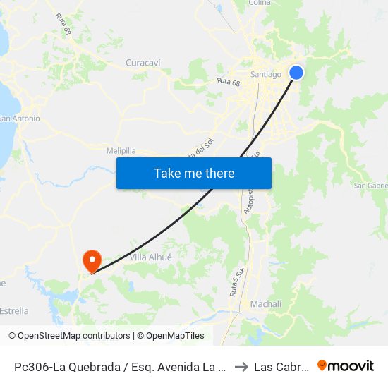 Pc306-La Quebrada / Esq. Avenida La Paz to Las Cabras map