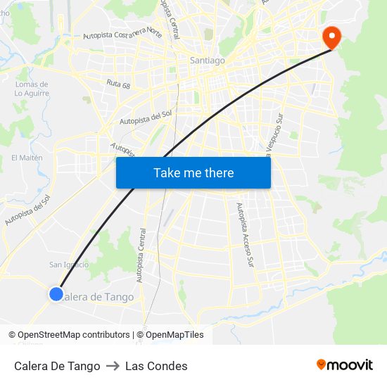 Calera De Tango to Las Condes map