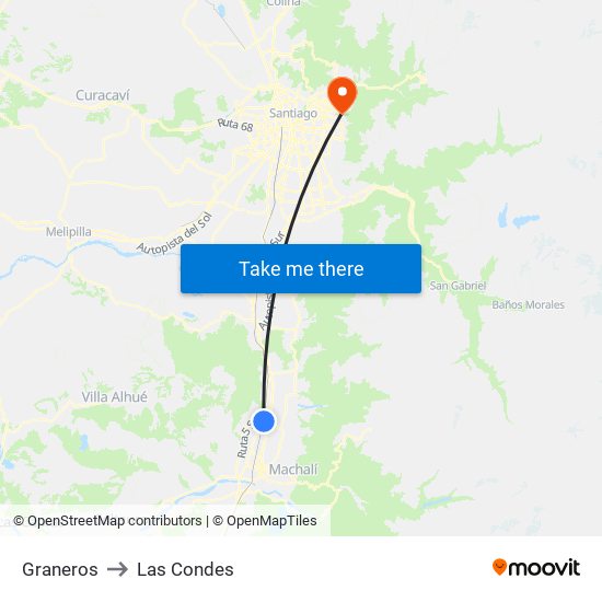 Graneros to Las Condes map