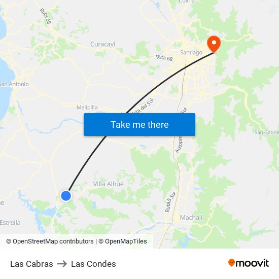 Las Cabras to Las Condes map