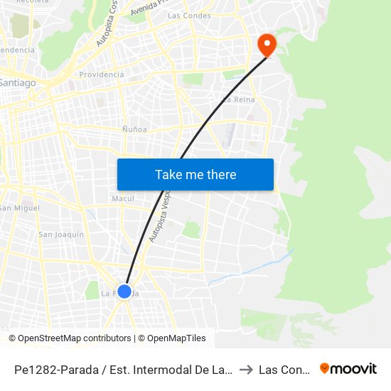 Pe1282-Parada / Est. Intermodal De La Florida to Las Condes map