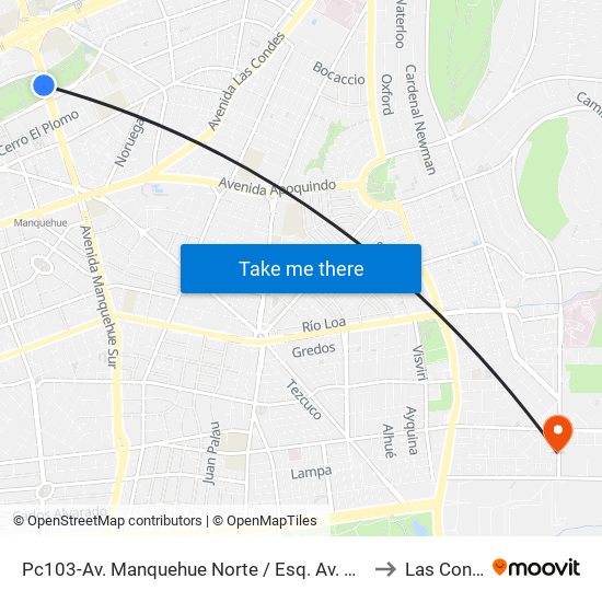 Pc103-Av. Manquehue Norte / Esq. Av. Pdte. Riesco to Las Condes map