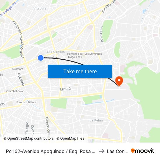 Pc162-Avenida Apoquindo / Esq. Rosa O'Higgins to Las Condes map