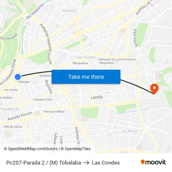 Pc207-Parada 2 / (M) Tobalaba to Las Condes map