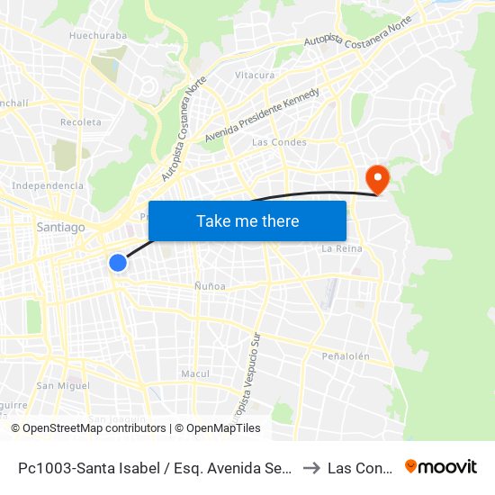 Pc1003-Santa Isabel / Esq. Avenida Seminario to Las Condes map