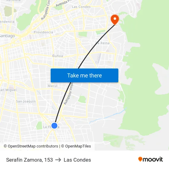 Serafín Zamora, 153 to Las Condes map