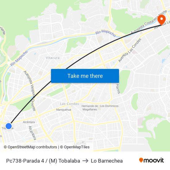 Pc738-Parada 4 / (M) Tobalaba to Lo Barnechea map