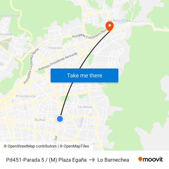 Pd451-Parada 5 / (M) Plaza Egaña to Lo Barnechea map
