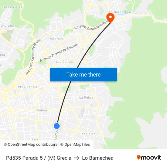 Pd535-Parada 5 / (M) Grecia to Lo Barnechea map