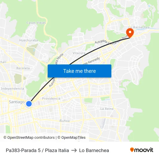 Pa383-Parada 5 / Plaza Italia to Lo Barnechea map