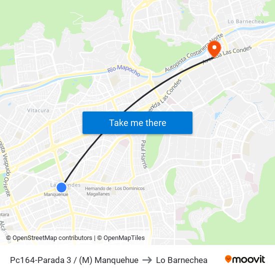 Pc164-Parada 3 / (M) Manquehue to Lo Barnechea map